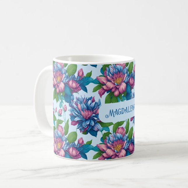 Floral Pattern: Dahlia Magic Coffee Mug (Front Left)