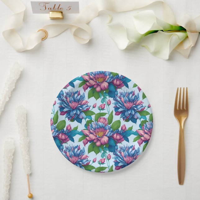 Floral pattern: Dahlia magic - Paper Plate (Wedding)