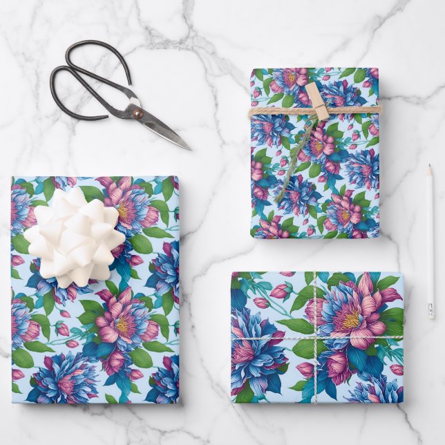 Floral pattern: Dahlia magic - Wrapping Paper Sheet (Front)