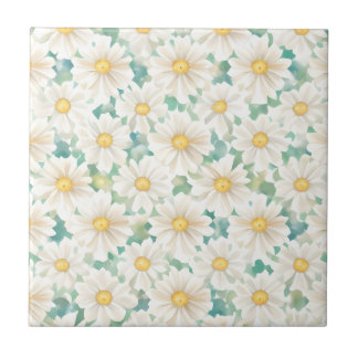 Floral Pattern Daisy Flowers Ceramic Tile
