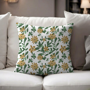 Floral Pattern Design 278 Green Orange Cushion
