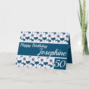 Floral pattern design Blue Birthday Card