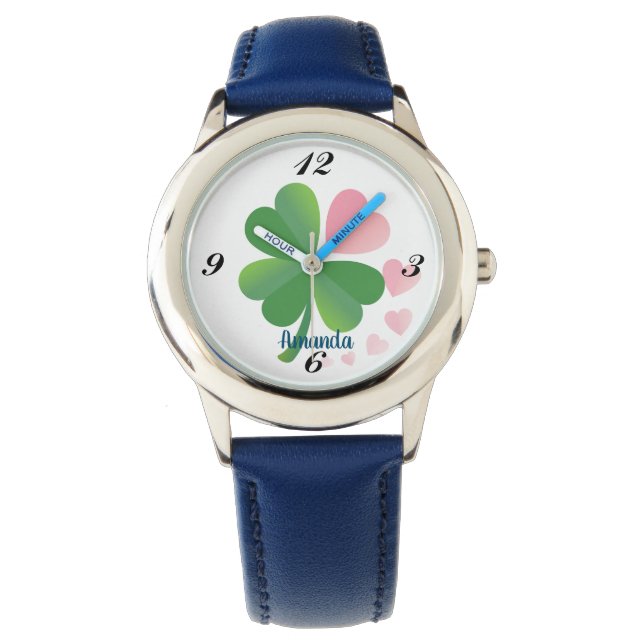 "Floral Pattern" Design Custom eWatch Blue Watch (Front)