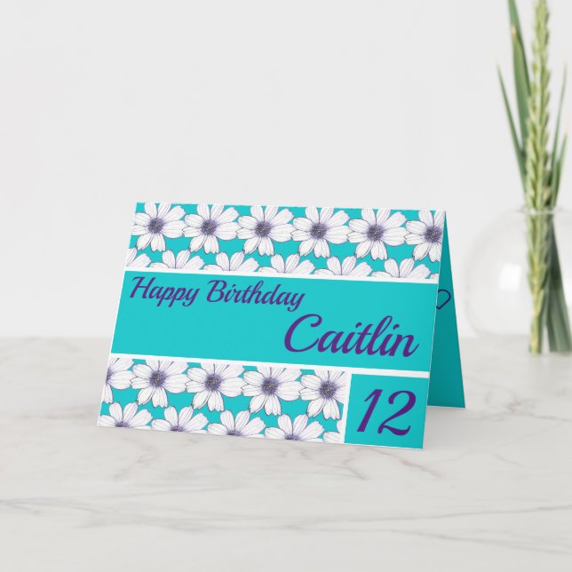 Floral pattern design Teal Birthday Card (Front)