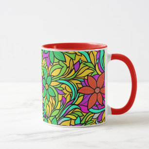 Floral pattern design with abstract line art 11 mug