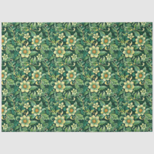 Floral Pattern Emerald Green Vines Decoupage Tissue Paper
