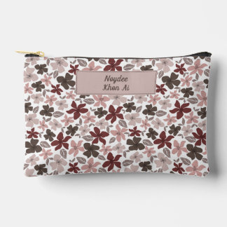 Floral Pattern Fall Colours Text and Name Accessory Pouch