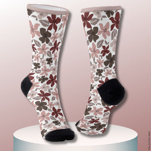 Floral Pattern Fall Colours Text and Name Socks