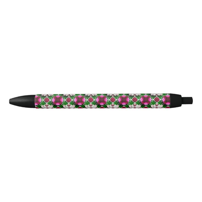 Floral Pattern Featuring Colourful Flowers Black Ink Pen (Front)