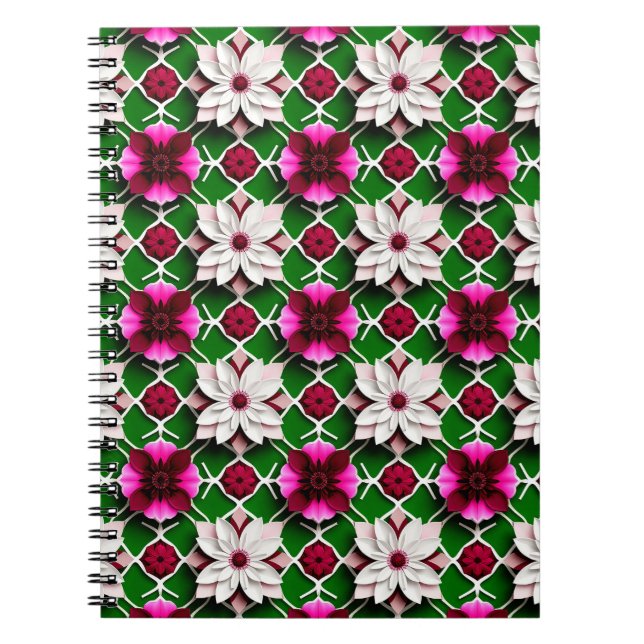 Floral Pattern Featuring Colourful Flowers Notebook (Front)