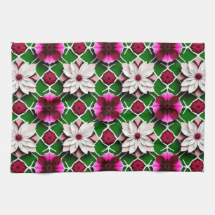 Floral Pattern Featuring Colourful Flowers Tea Towel