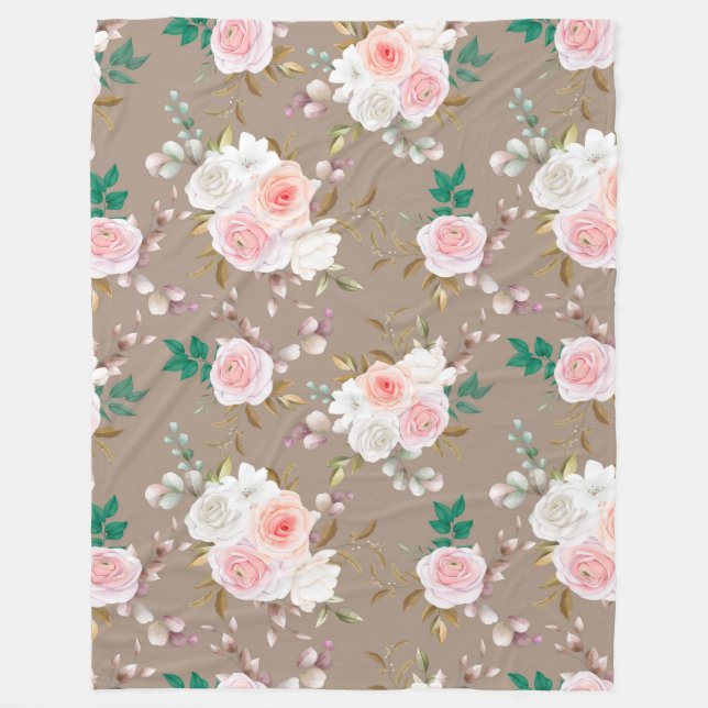 Floral pattern fleece blanket (Front)