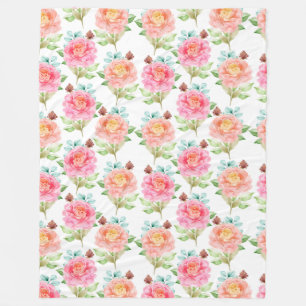 Floral pattern fleece blanket