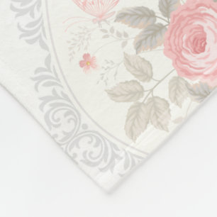 Floral pattern fleece blanket