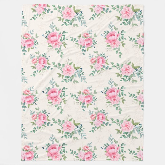 Floral pattern fleece blanket (Front)