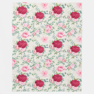 Floral pattern fleece blanket