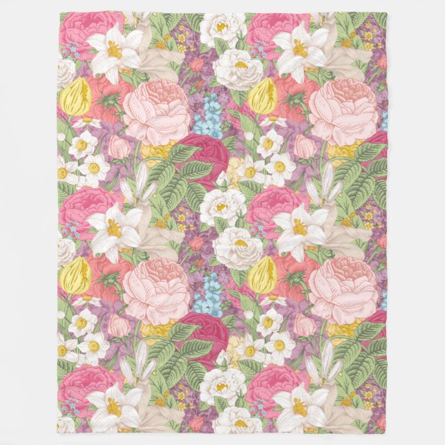 Floral pattern fleece blanket (Front)
