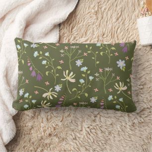 Floral Pattern Flower Bloom 13" x 21" Lumbar Cushion