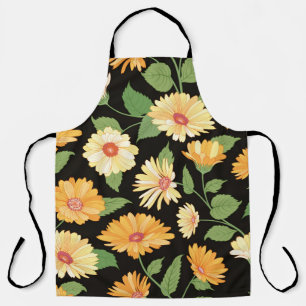 Floral pattern. Flower marigold seamless backgroun Apron