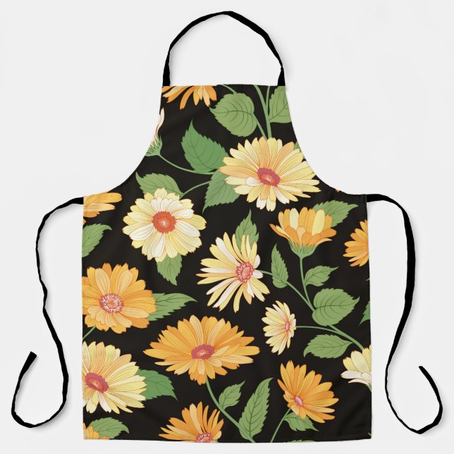Floral pattern. Flower marigold seamless backgroun Apron (Front)