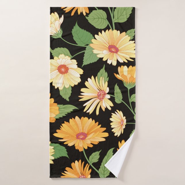 Floral pattern. Flower marigold seamless backgroun Bath Towel (Bath Towel)
