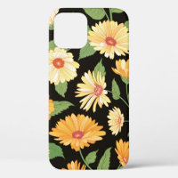 Floral pattern. Flower marigold seamless backgroun