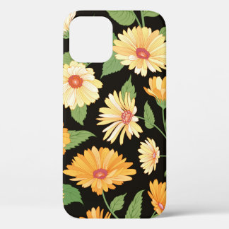 Floral pattern. Flower marigold seamless backgroun iPhone 12 Case