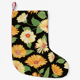 Floral pattern. Flower marigold seamless backgroun Small Christmas Stocking