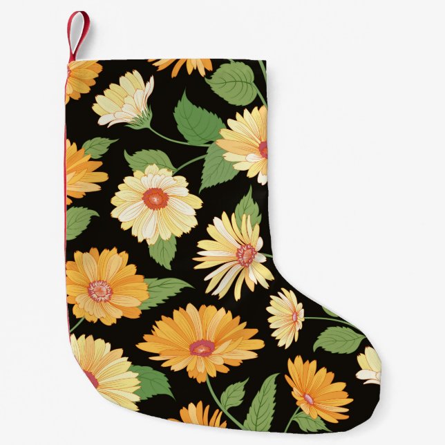 Floral pattern. Flower marigold seamless backgroun Small Christmas Stocking (Front)