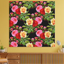 Floral Pattern Flowers Roses Red Pink Yellow Green