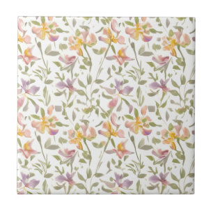 Floral Pattern Freesia Flowers Ceramic Tile