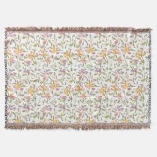 Floral Pattern Freesia Flowers Throw Blanket