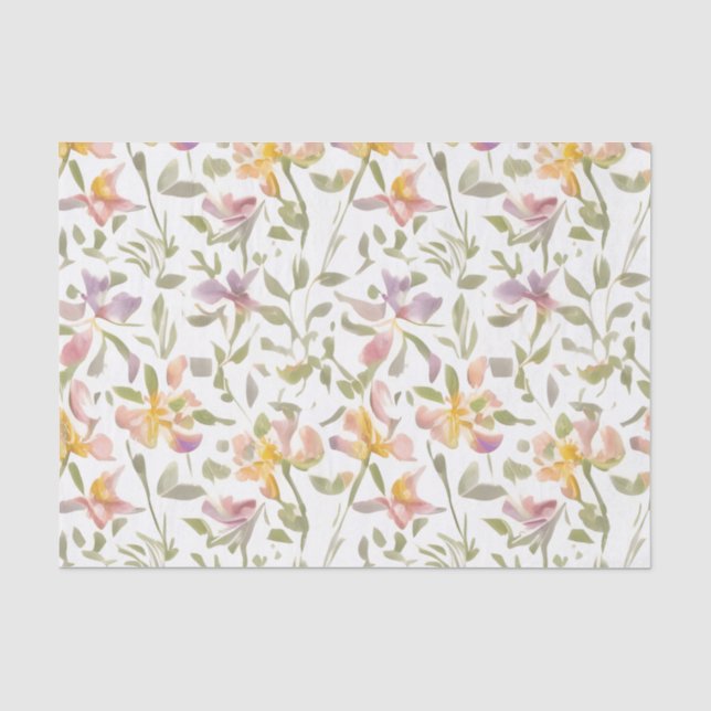 Floral Pattern Freesia Flowers Tissue Paper (Front)