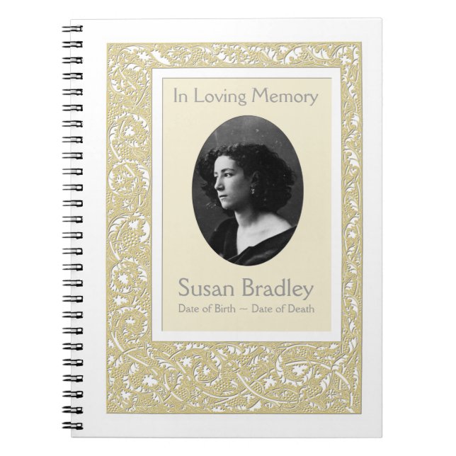Floral Pattern Funeral Memorial Guest Book (Front)