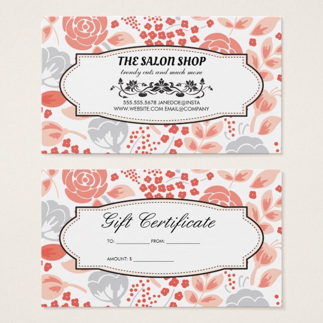 Floral Pattern Gift Certificate (Front & Back)