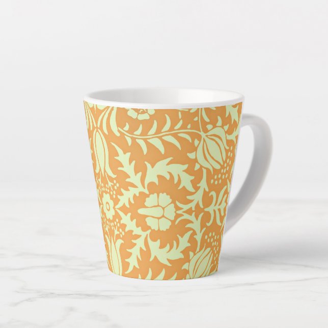 Floral Pattern, gold and pastel yellow design, Latte Mug (Right Angle)