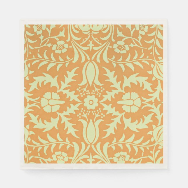 Floral Pattern, gold and pastel yellow design, Napkin (Front)