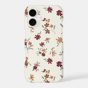 Floral Pattern Gold Grey Maroon Ditsy