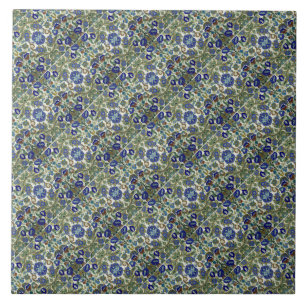 Floral Pattern green blue Ceramic Tile
