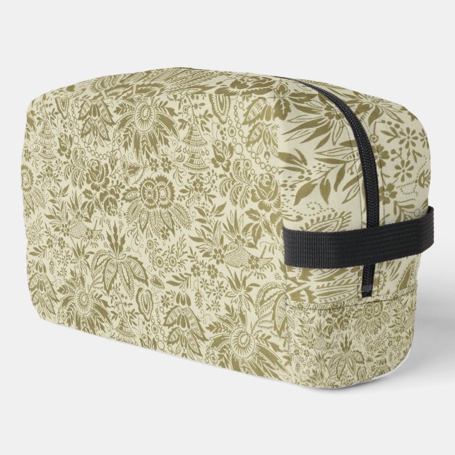 Floral Pattern Green Sage Antique Damask Dopp Kit (Left Corner)