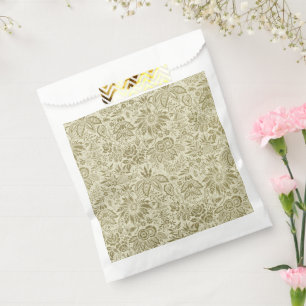 Floral Pattern Green Sage Antique Damask Favour Bag