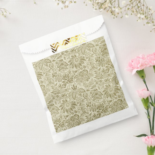 Floral Pattern Green Sage Antique Damask Favour Bag (Sealed)
