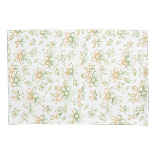 Floral Pattern Green Yellow  Pillowcase
