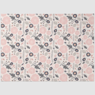 Floral Pattern Grey Pink Black Tissue Paper