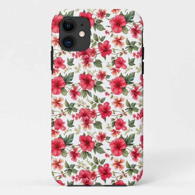 Floral Pattern Hibiscus Flowers Case-Mate iPhone Case (Back)