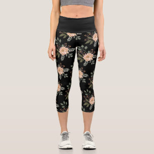 Floral Pattern High Waisted Capri Leggings