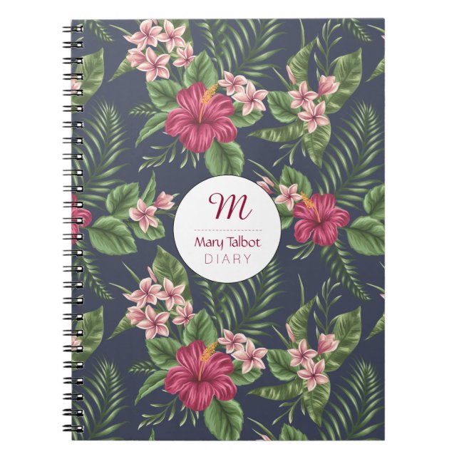 Floral pattern Ibiscus personalised S Notebook (Front)