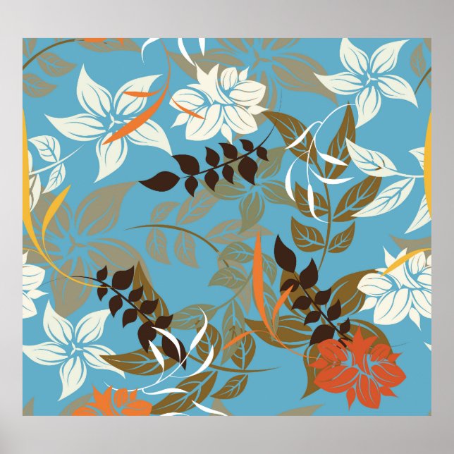 Floral Pattern Illustration: Seamless Vintage Back Poster (Front)