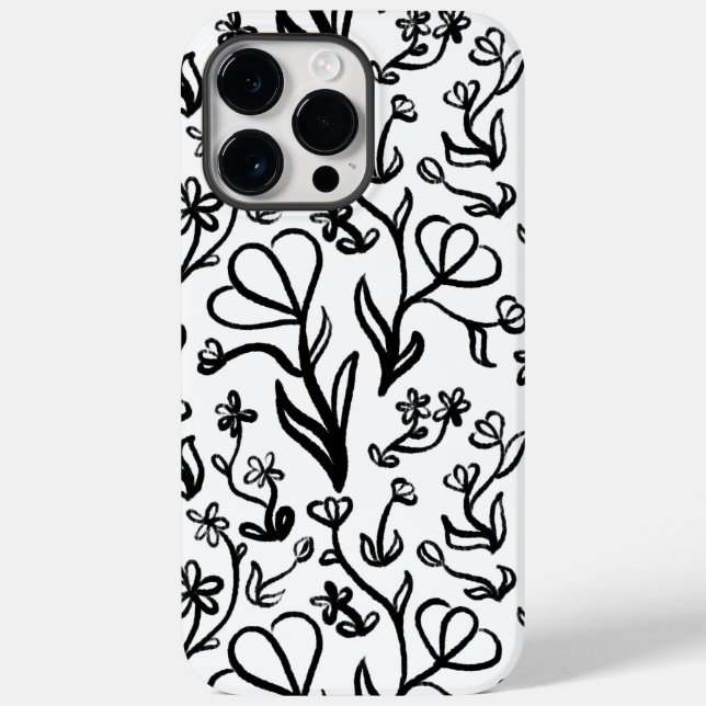 Floral Pattern in Black and White Case-Mate iPhone Case (Back)