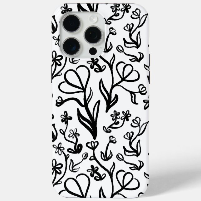 Floral Pattern in Black and White Case-Mate iPhone Case (Back)